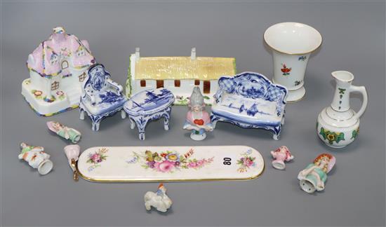 A collection of Coalport pin dollies and other ceramics